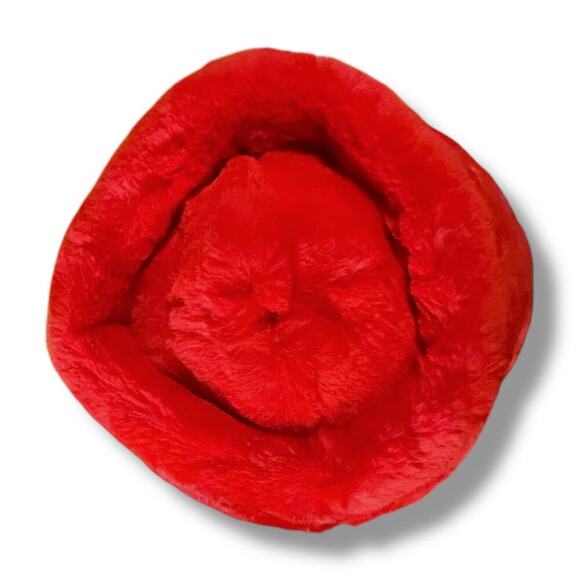 VTG Betmar Fur Hat Womens Red Dyed Rabbit Pill Box Winter Sz 6 7/8 Small 21.5 in - Picture 5 of 8